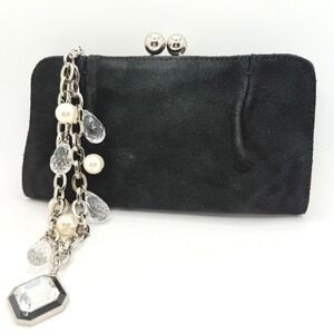 White House Black Market Faux Suede Clutch Purse with Chain‎ Rhinestone Dangle
